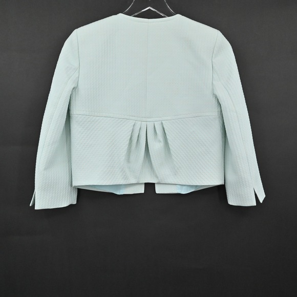 Monica Ricci Womens Textured Blazer Size 4 Light Green Peplum Hem Italy Chic‎ - Picture 2 of 15